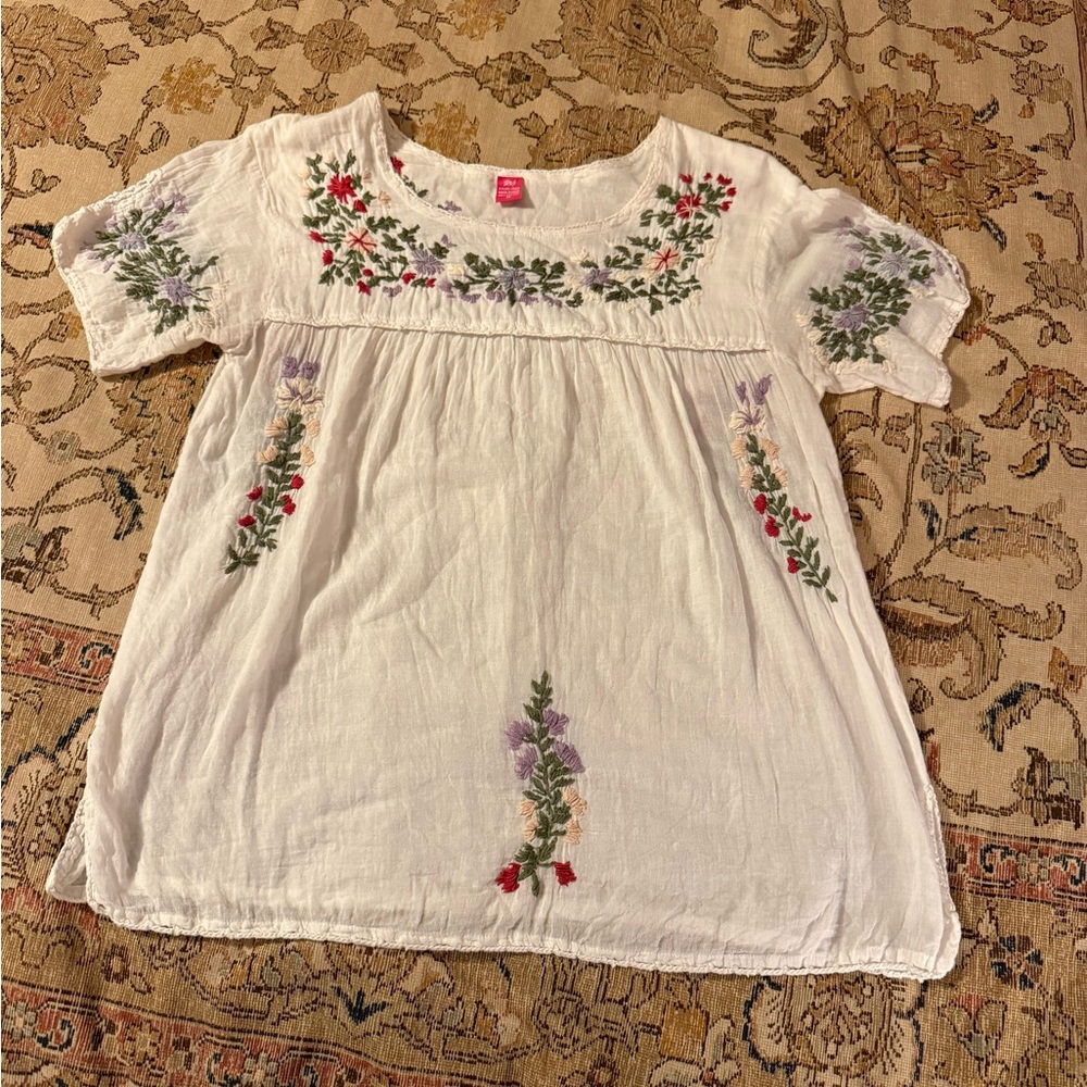 Floral Embroidered White Blouse